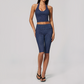 Wholesale Women's Deep V high-elastic polka-dot vest + high-waisted Capri Shorts Set