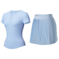 Wholesale Women's V-Neck Open-Back Short Sleeve Top & Pleated Skirt Set