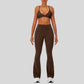 Strap sports bra+High-waisted flared pants 2-piece set
