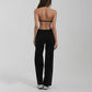 Halter-neck backless bra + loose wide-leg pants 2-piece set
