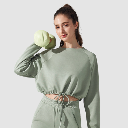 Wholesale Loose Drawstring Round Neck Yoga | Wonderxfans bulk activewear