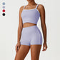 Layered-Look Spaghetti Strap Crop Top + High-Waisted Butt-Lifting Shorts 2-Piece Set