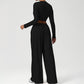 Snug-Fit Cropped Long Sleeves + Loose Drawstring Wide-Leg Pants 2-Piece Set