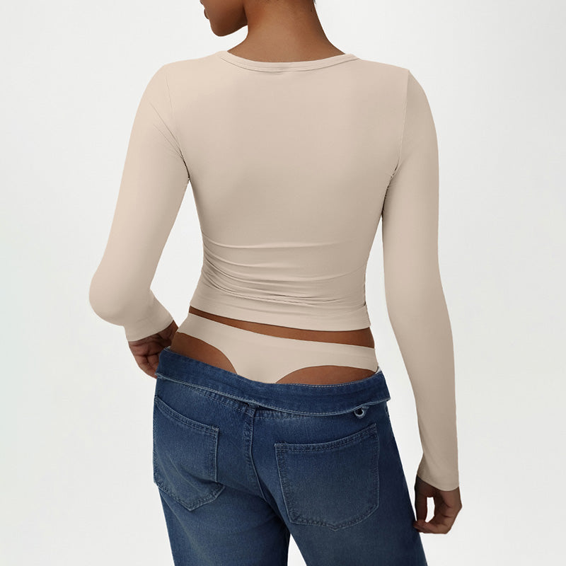Snug-Fit V-Neck Long Sleeve
