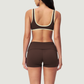 Wholesale Color Block V-Neck Sports Bra & Fold-Up Shorts Set
