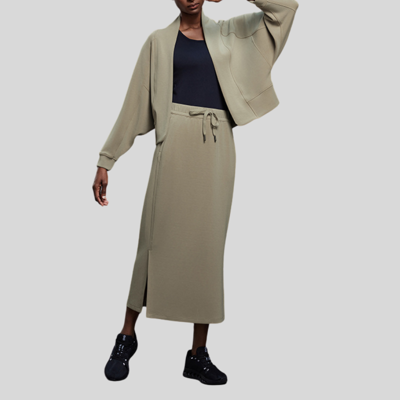 Shawl Collar Open Cardigan Sports Long Sleeve Top