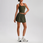 Wholesale Sleeveless Sports Top & Pleated Tennis Skirt Set – Quick-Dry Athletic 2-Piece with Built-In Shorts