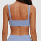 Wholesale Brushed Double-Strap Sports Bra – Open-Back Seam-Detail Yoga Bra with Chest Pad