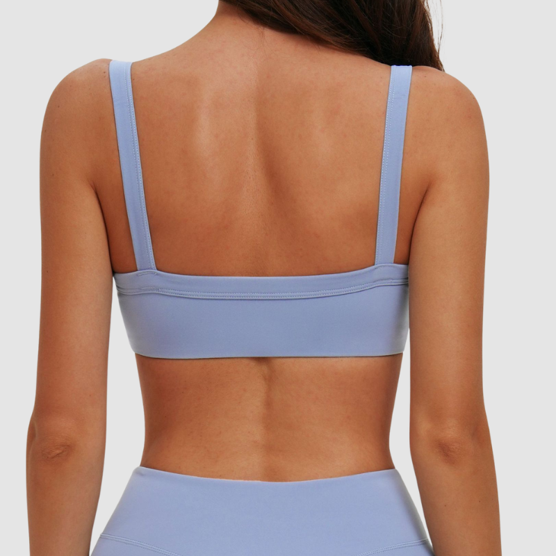 Wholesale Brushed Double-Strap Sports Bra – Open-Back Seam-Detail Yoga Bra with Chest Pad