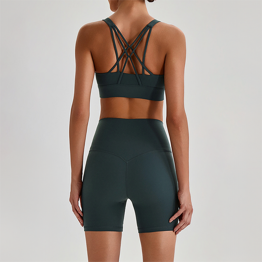 Wholesale Women's Quick-Dry Naked Feel Vest+Fitted Biker Shorts Yoga Set