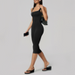 Wholesale Women's Bare-Feel Square Neck Yoga Jumpsuit with Chest Pad & Capri Shorts