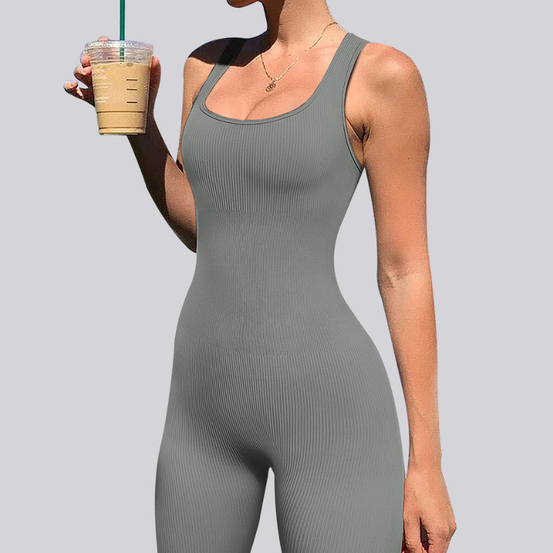 Women's single-layer long pants yoga jumpsuit