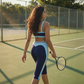Wholesale Women's Colorblock Bare-Feel Yoga Set Sports Bra & Capri Pants