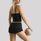 Wholesale Women's Lace V-Neck Cami Yoga Set – Built-in Bra High Waist Shorts Lounge Set