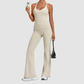 Wholesale Women's Racerback Yoga Set – Double-Layer Chest Pad Cross Waist Flare Pants