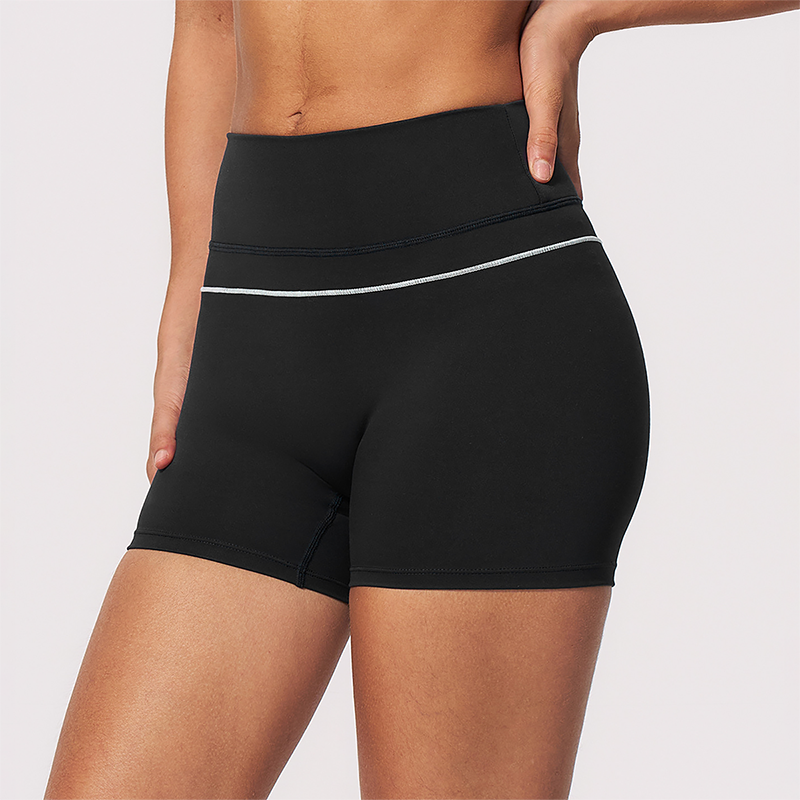 Wholesale Women's Brushed Yoga Shorts – Colorblock Tummy Control Butt Lift