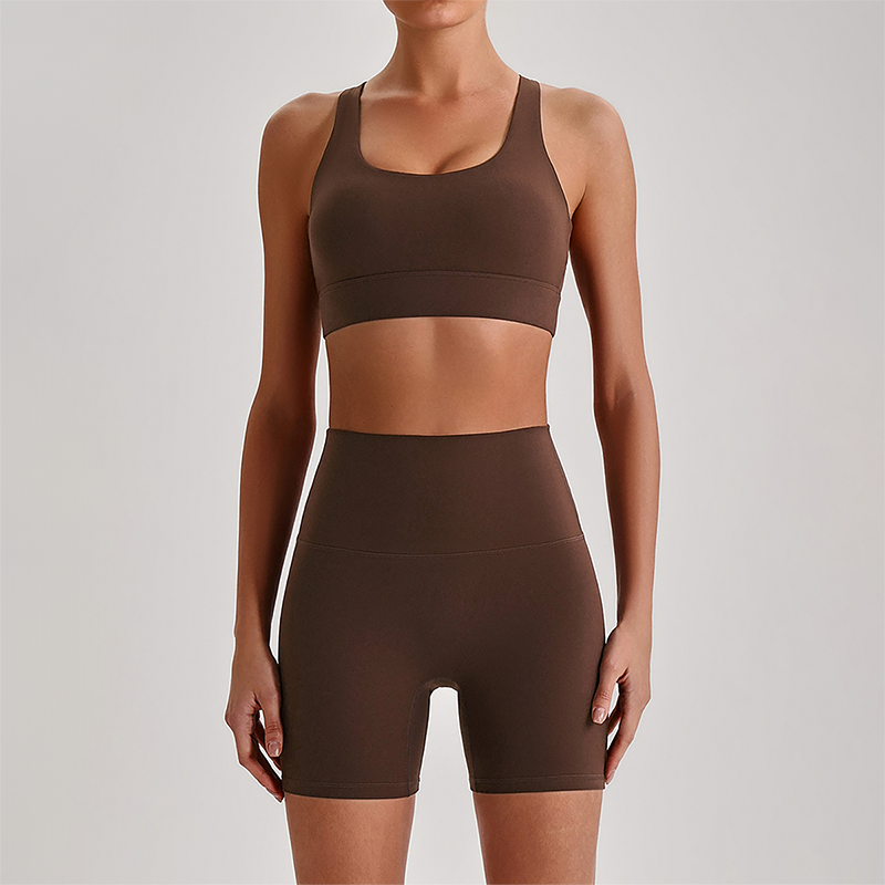 Wholesale Women's Quick-Dry Naked Feel Vest+Fitted Biker Shorts Yoga Set