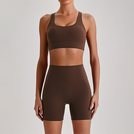 Wholesale Women's Quick-Dry Naked Feel Vest+Fitted Biker Shorts Yoga Set