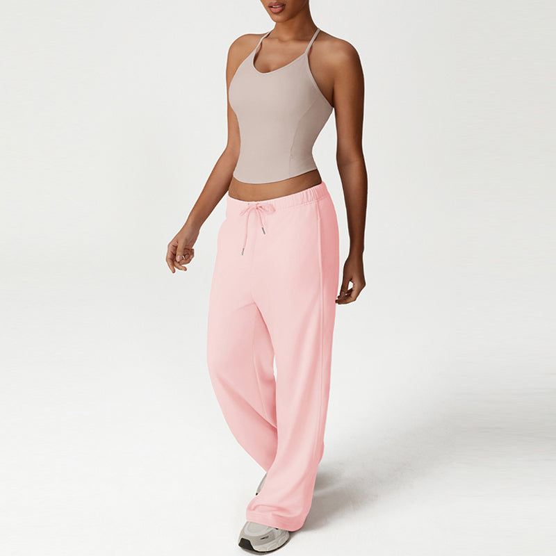 Thin Straps Crop Top + Loose Sports Pants 2-Piece Set