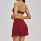 Naked and beautiful back bra+anti glass two-piece tennis skirt 2-piece set