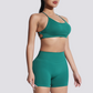 Women's beautiful back strap sports bra + yoga shorts two-piece set
