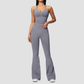 Wholesale Women's Seamless Yoga Set: Strappy Tank Top & Flare Pants – High-Stretch w/ Chest Pad