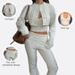 Short Cardigan + U-Neck Vest + Flare Pants
