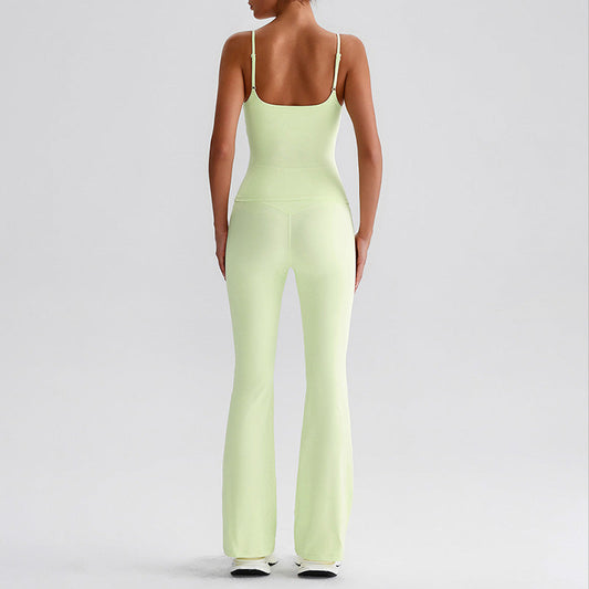 Thin straps tank top + Flared Leg pants 2-piece set