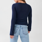 Wholesale Modal-Blend Tie-Front Bow Long-Sleeve Fitted T-Shirt – Elegant Slim-Fit Top