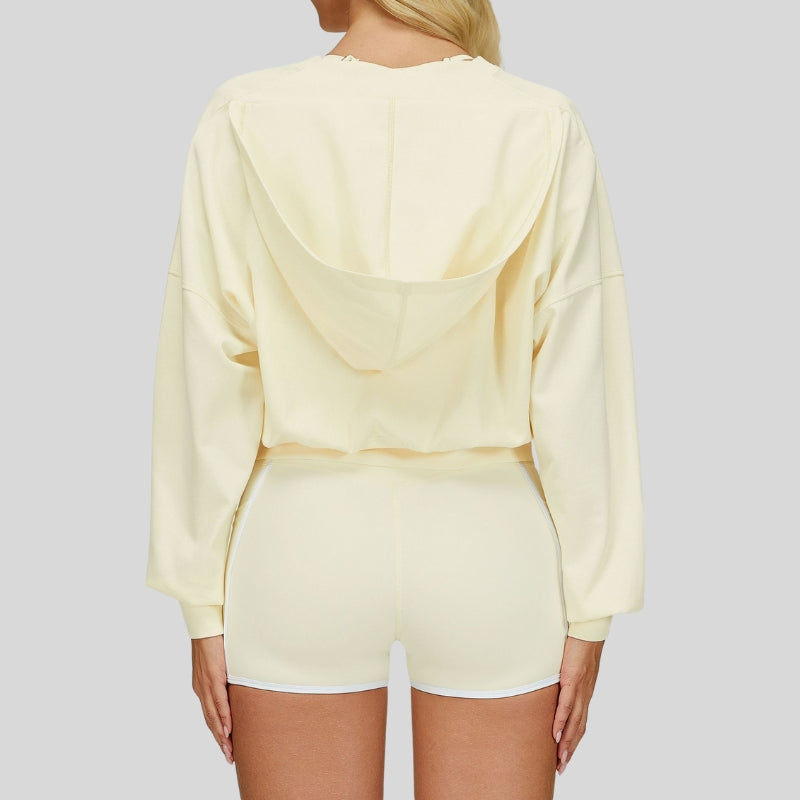 Warm V-neck hooded sweatshirt