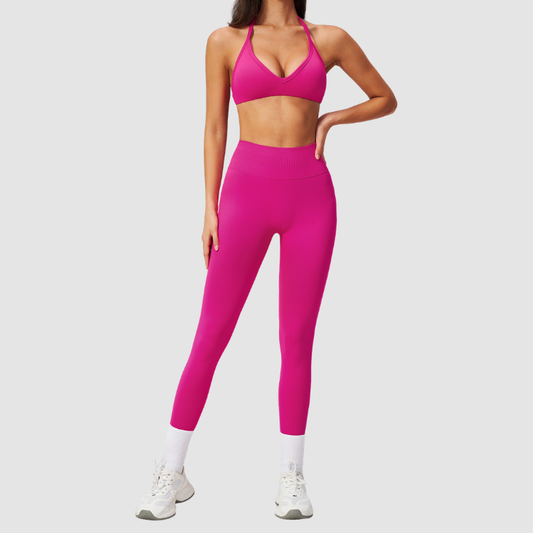 Wholesale Women's Seamless Sports Bra and Leggings Set – Open-Back Yoga Set