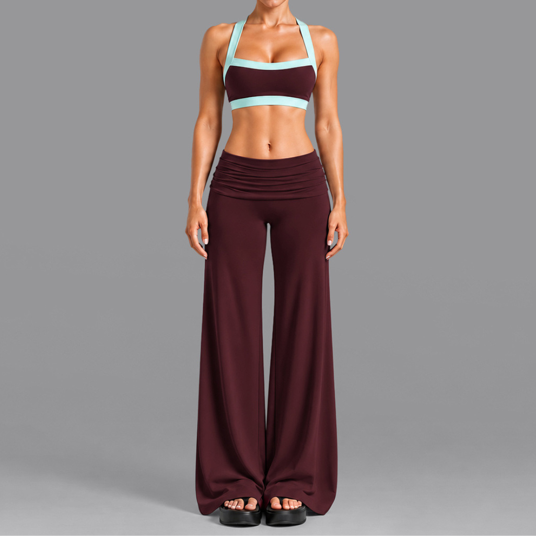 Women's Activewear Padded Sports Bra & High-Waist Long Pants Yoga Set