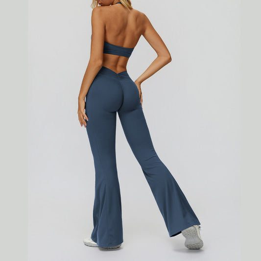 Wholesale Halter sports bra+High waisted flared | Wonderxfans bulk activewear