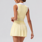 Wholesale Women's Halter Neck Sports Bra & Pleated Mini Skirt Set with Chest Pad