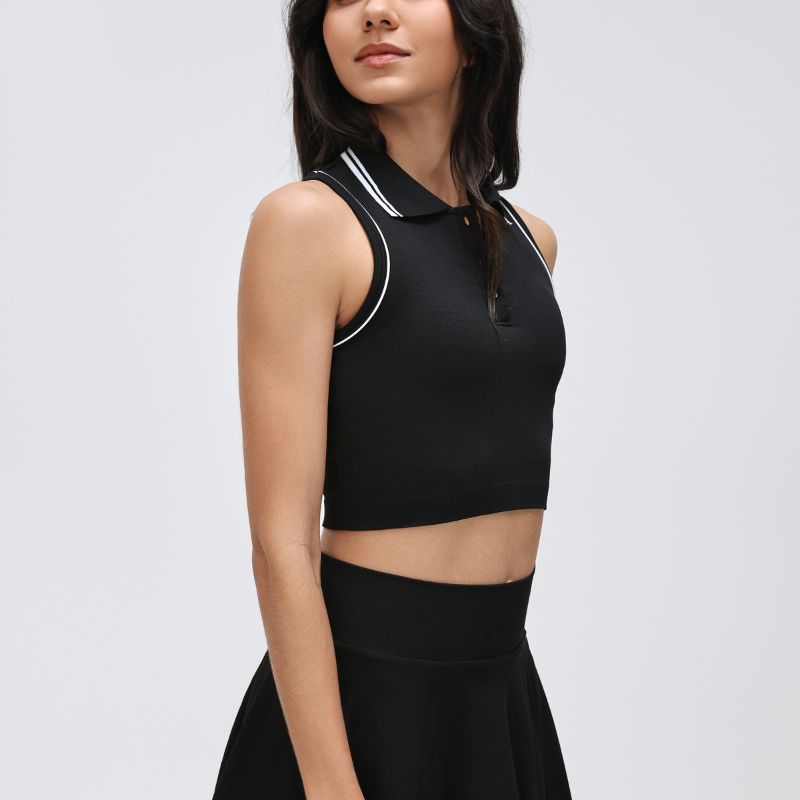 Wholesale POLO collar contrasting color yoga top