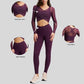 Sheer Mesh Top + Cross Back Bra + High-Waist Leggings 3-Piece Set