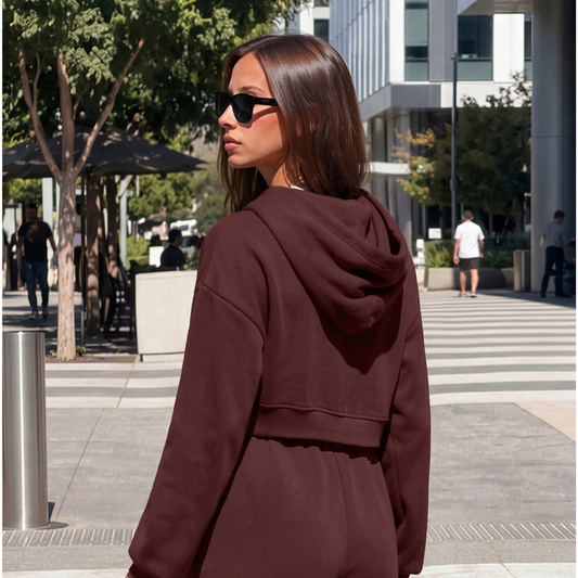 Wholesale Women's Zip Up Hoodie – Cropped Fleece-Lined Sport Jacket
