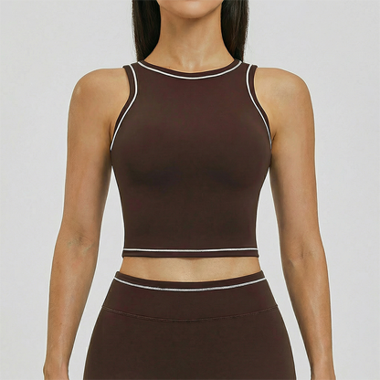 Wholesale contrasting sleeveless fitness yoga tops
