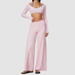 Wholesale Women's Long-Sleeve Top+Wide-Leg Fitness Pants Yoga Set