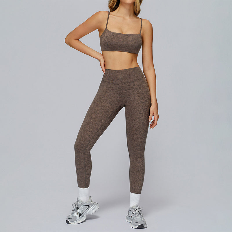 Spaghetti Strap Sports Bra + Sports Pants 2-Piece Set