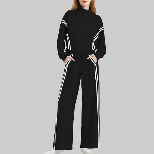 Wholesale Women's Side Stripe Long Sleeve Sweatshirt & Jogger Pants Set