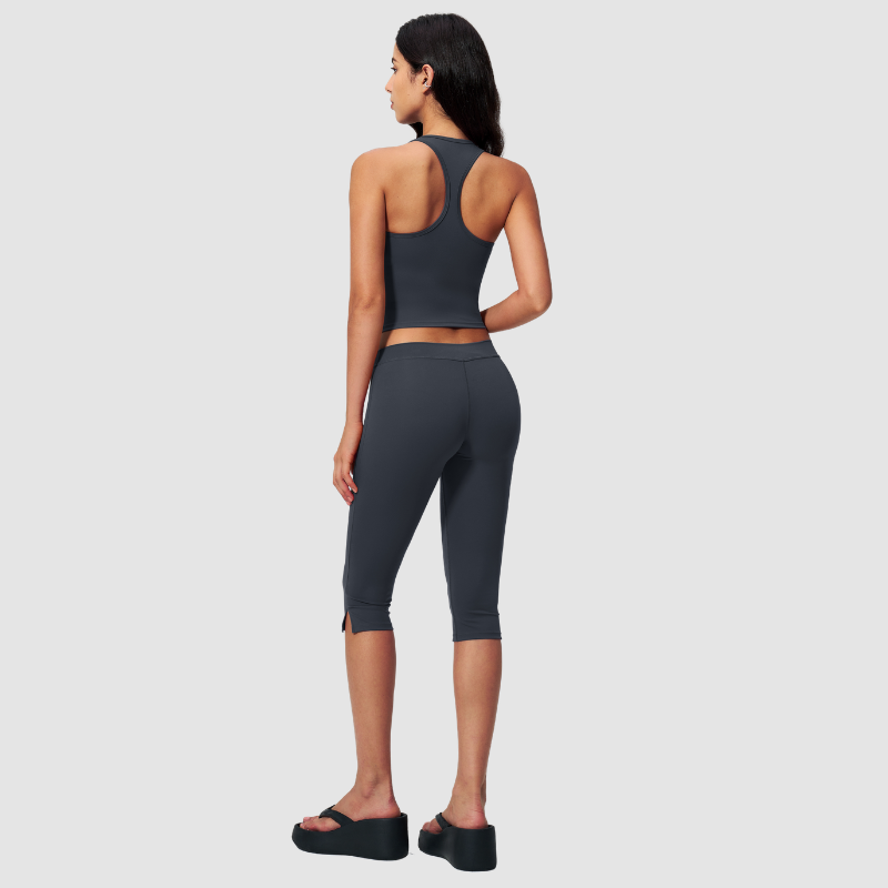 Wholesale Women's I-shape back Vest + Mid-Length Shorts Set - Butt-Lifting Yoga Gym Activewear