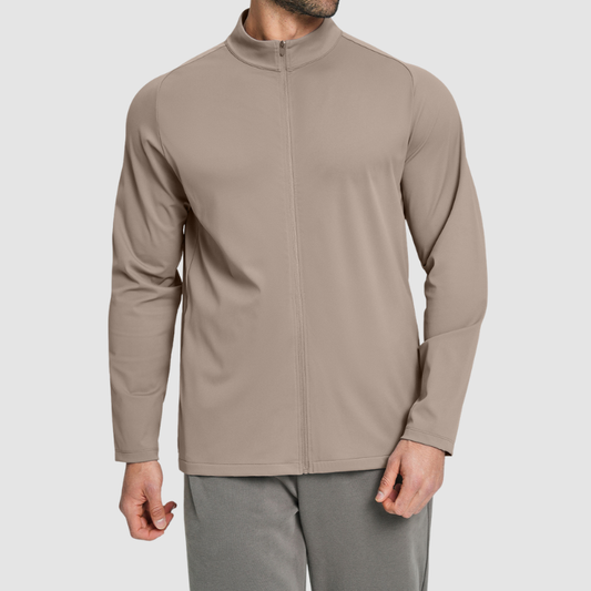 Wholesale Men's Mock Neck Long Sleeve Athletic Jacket – Moisture-Wicking Gym Fitness Training Outerwear