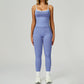 Seamless Contrasting Color tank top + High-waisted leggings 2-Piece Set