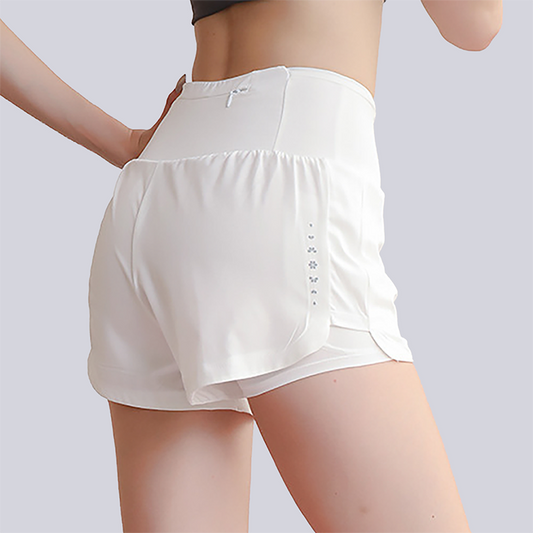 Wholesale Women's Fake Two-Piece Yoga Shorts – Quick-Dry Anti-Exposure