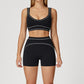 Contrasting Color Sports Bra + high waist shorts 2-piece set