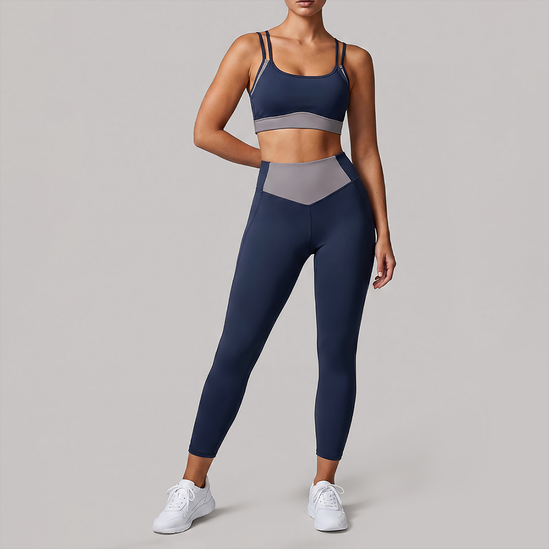 Wholesale Contrast Trim Yoga Set – Bra & Leggings Fitness Set