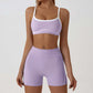 Wholesale color-blocked sports bra + high-elasticity shorts