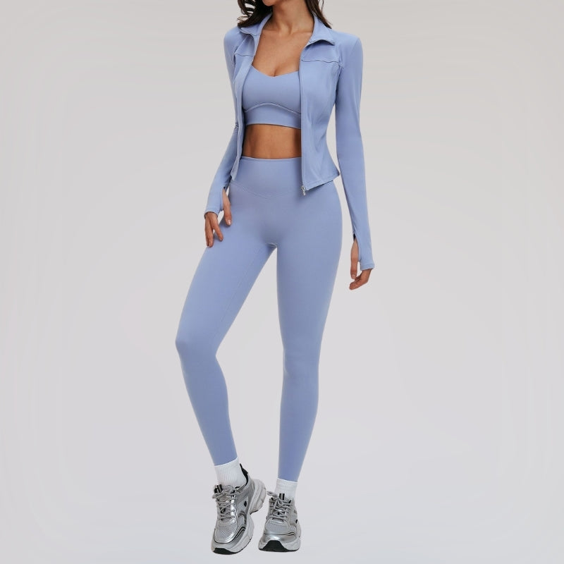 Wholesale removable padded bra + leggings + jacket