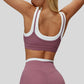 Fake two-piece contrast color stitching sports bra